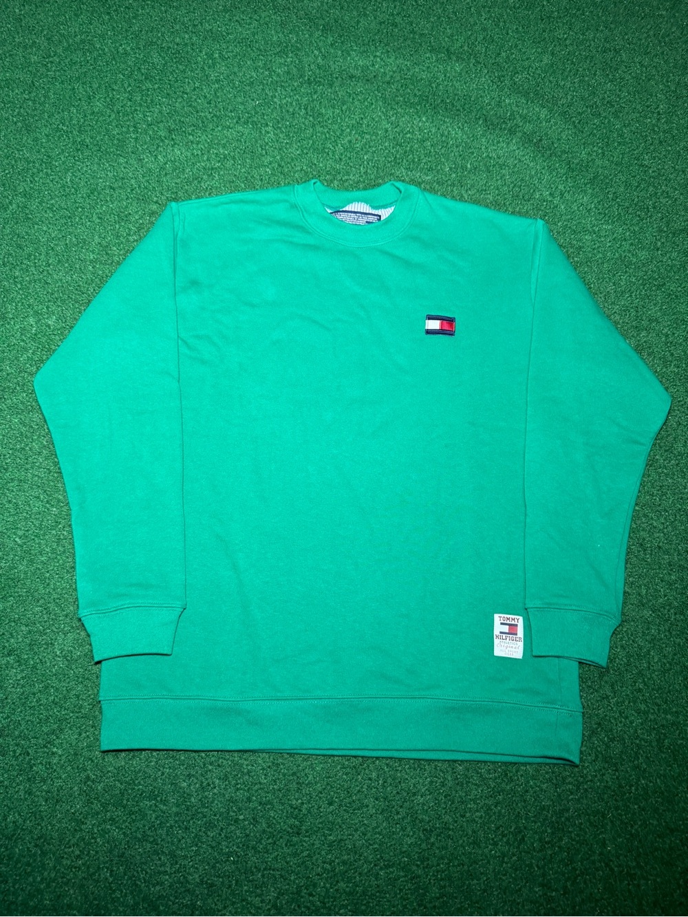 Tommy Hilfiger Vintage Sweatshirt 90s NWT Small Oversized Baggy Crewneck Green